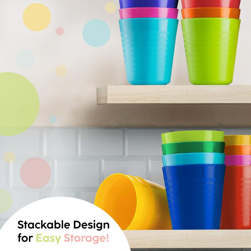 PLASKIDY Kids Cups - Set of 18 Plastic Toddler Cups 8 Ounce Children Drinking Cups Tumblers 9 Assorted Colors - Reusable Dishwasher Safe BPA Free Cups for Kids and Toddlers - Image 5